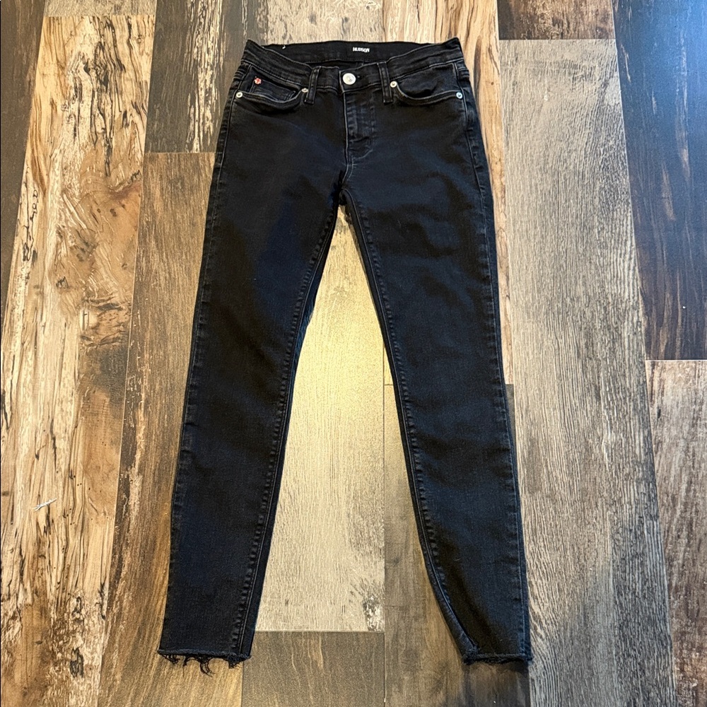 HUDSON Natalie Super Skinny Jeans Black Size 25 Raw Hem
